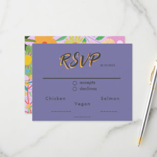 Cartão RSVP Flower Wedding