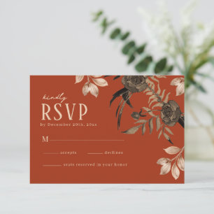 Cartão RSVP Folha de folhagem floral de cor aquosa Casamento o