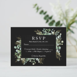 Cartão RSVP Folha Dourada de Eucalipto Botânico Design Moderno