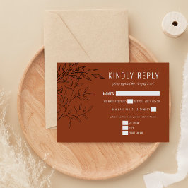 Cartão RSVP Folhagem Delicada | Laranja de ferrugem |
