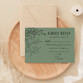 Cartão RSVP Folhagem Delicada | Sage Green |
