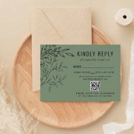 Cartão RSVP Folhagem Delicada | Sage Green | Casamento com Sit