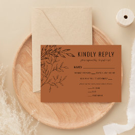 Cartão RSVP Folhagem Delicada | Terracotta |