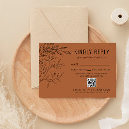 Cartão RSVP Folhagem Delicada | Terracotta | Casamento com Sit