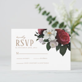 Cartão RSVP Folhagem floral de aquarela Casamento outono