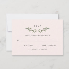 Cartão RSVP Folhagem Minimalista | Casamento Cor-de-Rosa Esbra