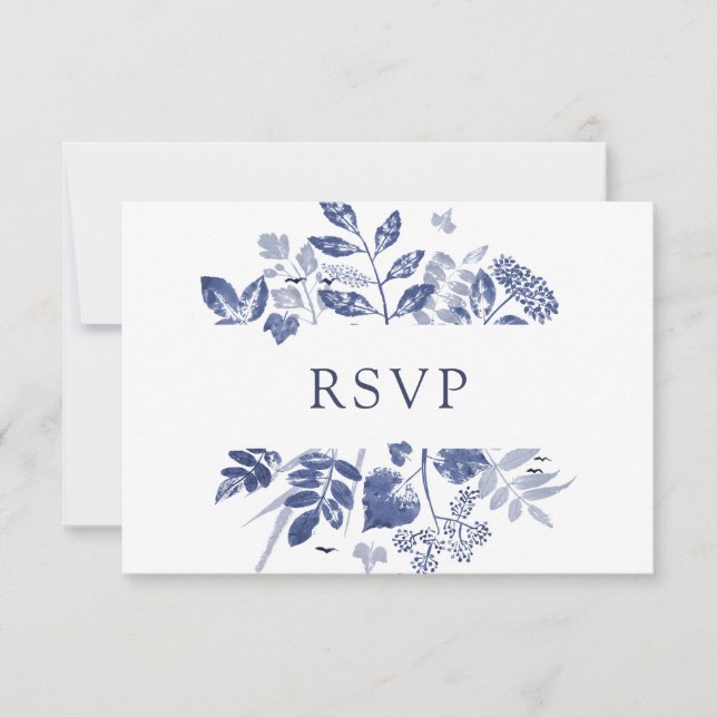 Cartão RSVP Folhagem Tinta | VP de Casamento (Frente)