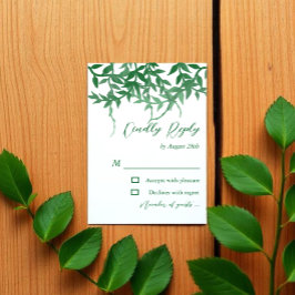 Cartão RSVP Folhas Botânicas Rústicas Casamento