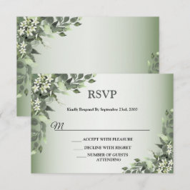 Cartão RSVP Folhas de Eucalipto de Flora Rural Verde
