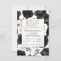 Folhas de Glam Floral Ouro Negro Casamento