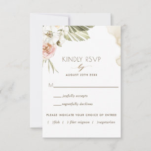 Cartão RSVP Folhas de Palmeira, Banana Floral c/ sem opções de