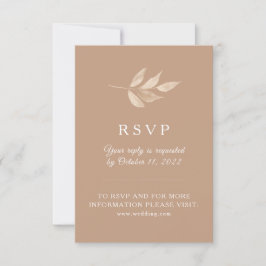 Cartão RSVP Folhas de pelúcia. casamento Simples Moderno