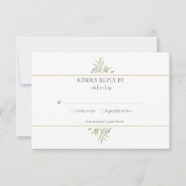 Cartão RSVP Folhas Elegantes de Aguarela Moderna