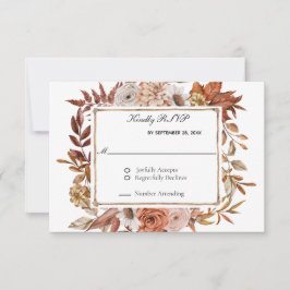 Cartão RSVP Folhas Florais de Outono Elegante Casamento Formal