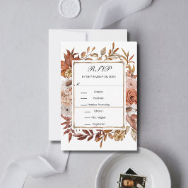 Cartão RSVP Folhas Florais de Outono Elegante Casamento Formal
