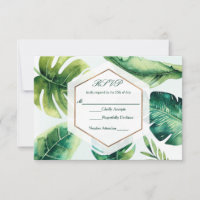 Folhas Tropicais Verdes Branco Elegante Casamento
