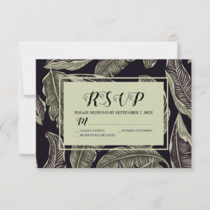 Cartão RSVP Foliage tropical Sage Green Black Script