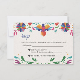 Cartão RSVP Folk Art Colorful Floral Fiesta Spanish Wedding