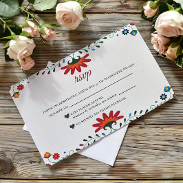 Cartão RSVP Folk Art Floral Botanical Fiesta Spanish Wedding