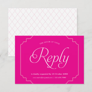 Cartão RSVP Forma Deco de Padrão de Diamante Rosa Quente da Fu