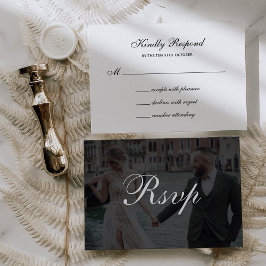Cartão RSVP Formal Classic and Dark Overlay | Photo Wedding