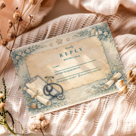 Cartão RSVP Formatura de Veterinária Vintage