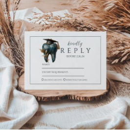 Cartão RSVP Formatura Refined Blue Tooth Laurel