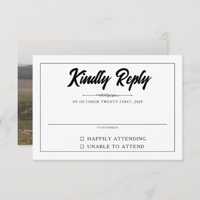 Cartão RSVP Foto casual (Frente/Verso)