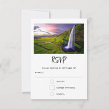 Foto de casamento da cachoeira islandesa verde nat