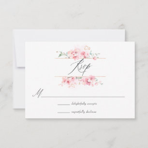 Cartão RSVP Foto de casamento de primavera com flor de cerejei