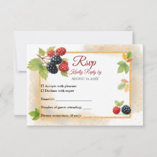 Cartão RSVP Foto Romântica Rustic Autumn Berry Back