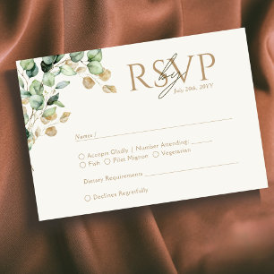Cartão RSVP Fotografia de folhagens de eucalipto botânico para