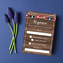 Cartão RSVP Frame Patriótico das Luzes com 4º Banner de julho