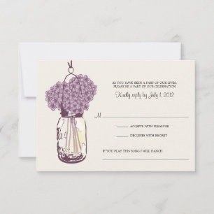 Cartão RSVP Frasco roxo do Hydrangea & de pedreiro que Wedding