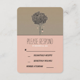 Cartão RSVP Frascos rústicos bonitos da árvore e de pedreiro