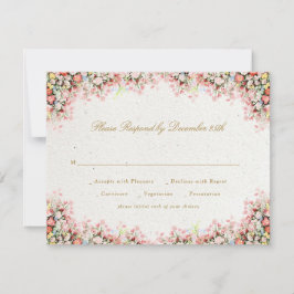 Cartão RSVP french romantic garden florals wedding