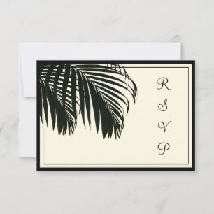 Cartão RSVP Frentes de Palm de PixDezines/praia/preto+bege
