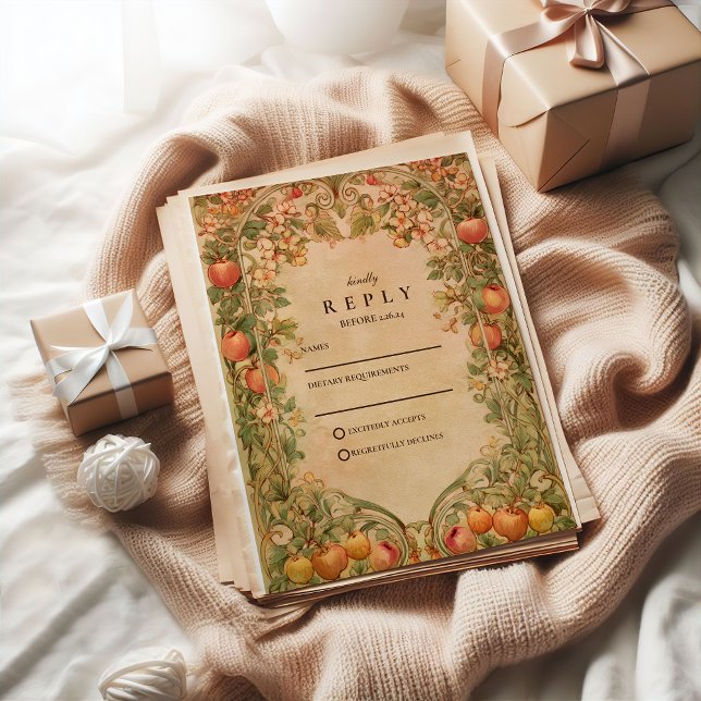 Cartão RSVP Fresh Orchard Botanical Wedding (Criador carregado)