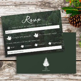 Cartão RSVP Fundo de Foto Floresta Verde Rústica Casamento