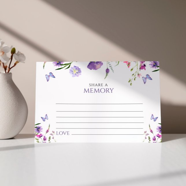 Cartão RSVP Funeral Roxo de Flores Selvagens Compartilha um Ca (Criador carregado)