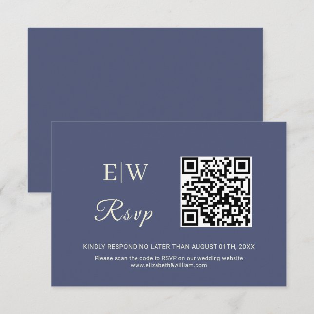 Cartão RSVP Futuro Simples Elegante com Casamento Monograma (Frente/Verso)