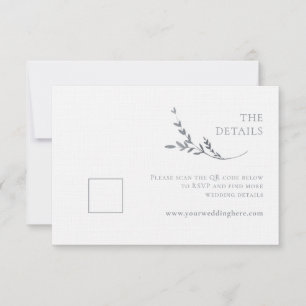 Cartão RSVP Gabinete de Casamento de Branca e Prata Minimalist