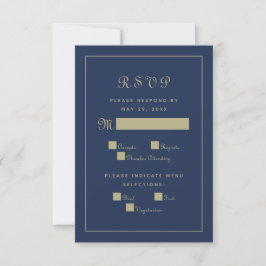 Cartão RSVP Gabinete de Casamento de Refeições de Script Elega