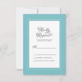 Cartão RSVP Gabinete de Casamento Elegante Aqua e Branco