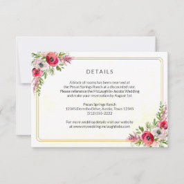 Cartão RSVP Gabinete de Detalhes do Casamento Floral Bohemian