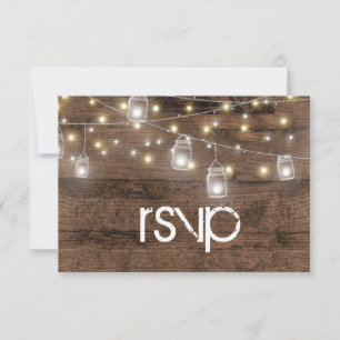 Cartão RSVP Gabinete Rustic Mason Jars & String Lights