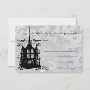 Cartão RSVP Gaiola de Pássaro Preta Vintage com Acento Rosa RS