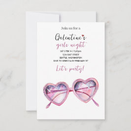 Cartão RSVP Galentines Party Invite | Heart Shaped Sunglasses