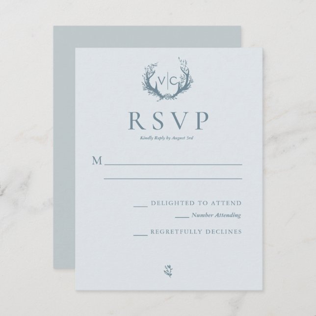 Cartão RSVP Galhos Rústicos com Coroa de Flores | Confirmação  (Frente/Verso)