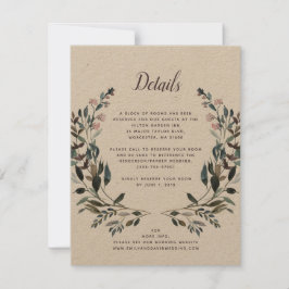 Cartão RSVP Garden Crest | Dados do Hotel Rustic Kraft Wedding